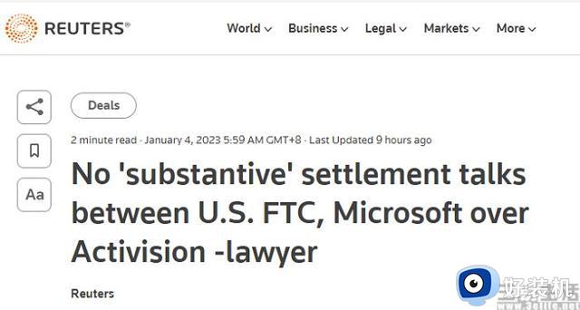 FTC方面称，未与微软就收购动视暴雪进行谈判
