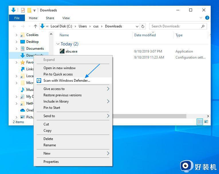 Win10电脑利用Windows Defender扫描文件夹中恶意软件的步骤